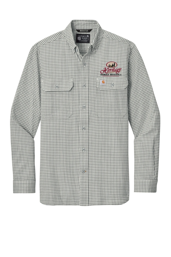 Color Image for CT107109 - Carhartt® Rugged Flex® Plaid Long Sleeve Shirt - Check Steel Malt - HFH - FC RC -E Dark