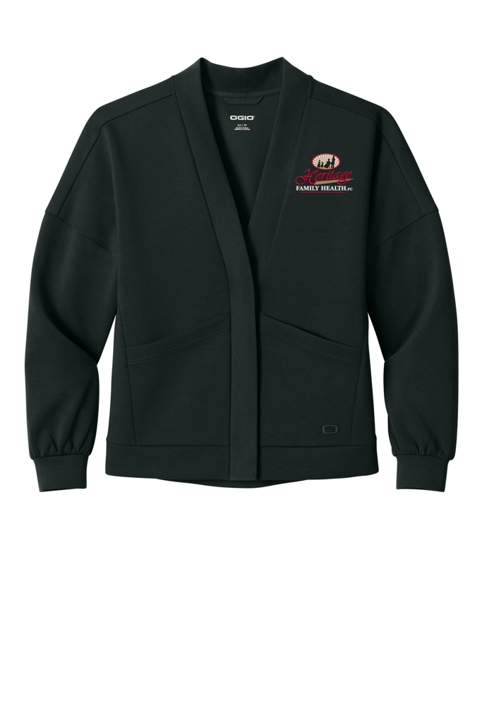 Color Image for LOG862 - OGIO® Women’s Transcend Cardigan - Blacktop - HFH - FC RC -E light