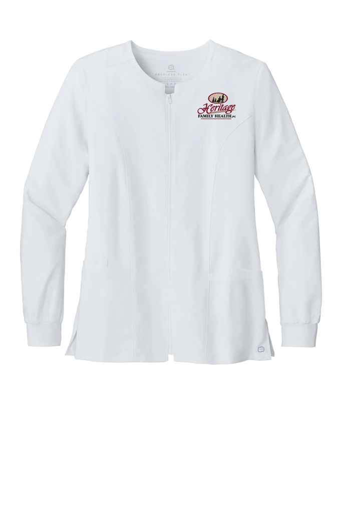 Color Image for WW4088 - Wink® Women’s Premiere Flex™ Full-Zip Scrub Jacket - White - HFH - FC RC -E Dark