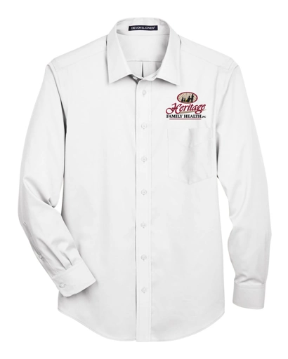 Color Image for DG530 - Devon & Jones Men's Crown Collection® Solid Stretch Twill Woven Dress Shirt - White - HFH - FC RC -E Dark