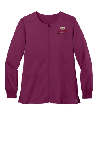 Color Image for WW4088 - Wink® Women’s Premiere Flex™ Full-Zip Scrub Jacket - Wine - HFH - FC RC -E Dark