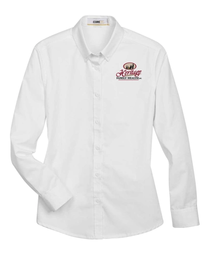 Color Image for 78193 - Core365 Women's Operate Twill Shirt - White - HFH - FC RC -E Dark