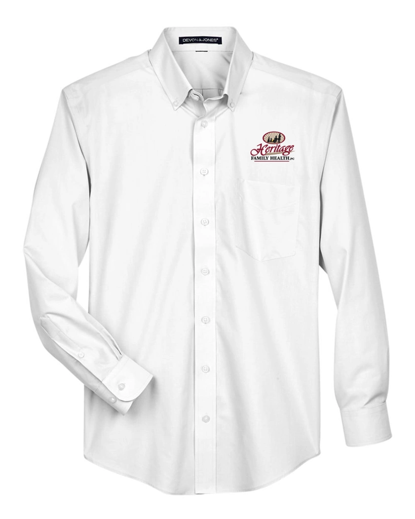 Color Image for D620T - Devon & Jones Men's Tall Crown Collection® Broadcloth Woven Dress Shirt - White - HFH - FC RC -E Dark