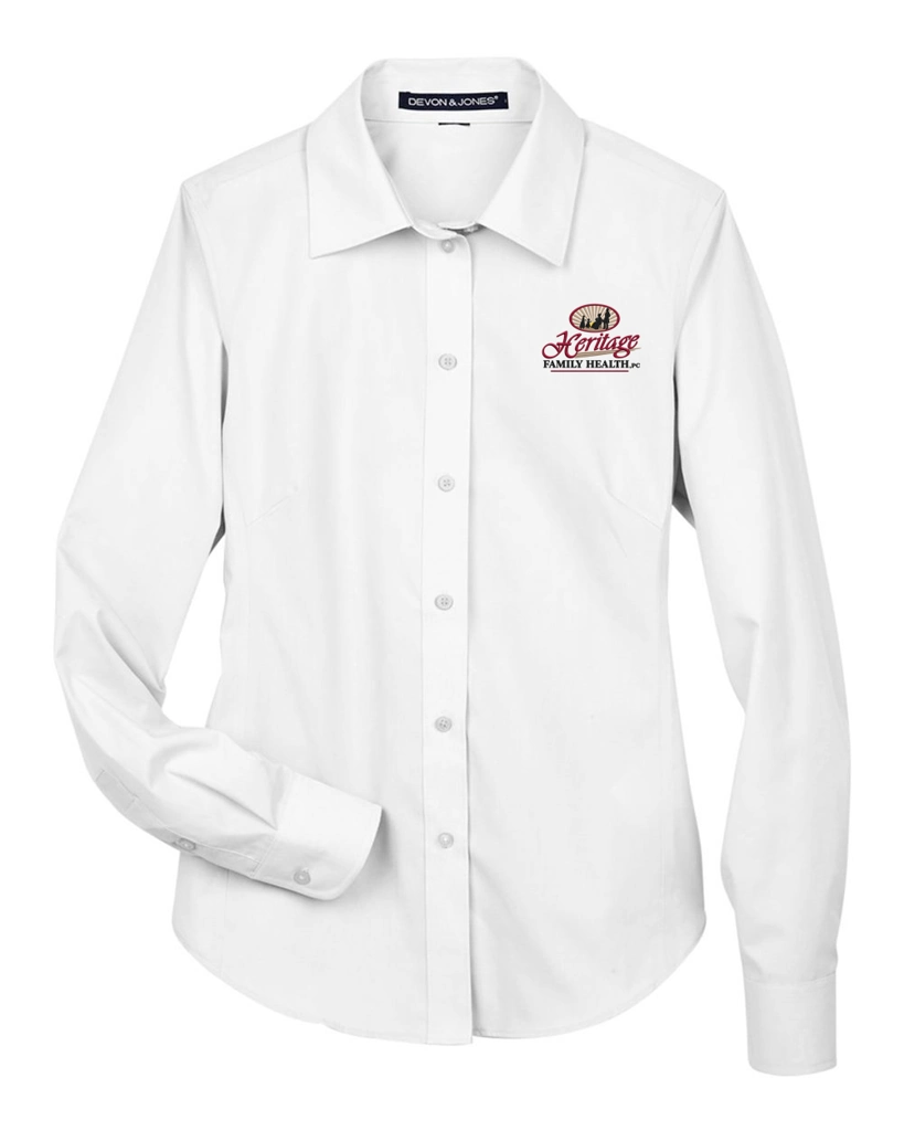 Color Image for D620W - Devon & Jones - Women's Crown Collection® Broadcloth Woven Dress Shirt - White - HFH - FC RC -E Dark