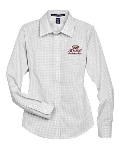 Color Image for D640W - Devon & Jones - Women's Crown Collection® Gingham Check Woven Dress Shirt - Silver - HFH - FC RC -E Dark