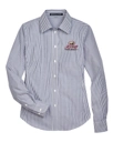 Color Image for D645W - Devon & Jones - Women's Crown Collection® Banker Stripe Woven Dress Shirt - Navy - HFH - FC RC -E Dark