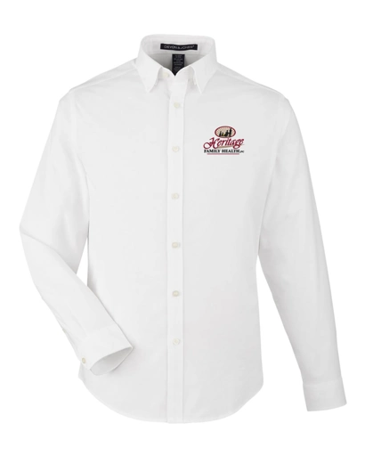 Color Image for DG505 - Devon & Jones - Men's CrownLux Performance® Spencer Poplin Dress Shirt - White - HFH - FC RC -E Dark