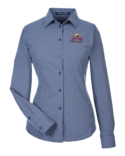Color Image for DG535W - Devon & Jones - Women's CrownLux Performance® Tonal Mini Check Woven Dress Shirt - Navy - HFH - FC RC -E Dark