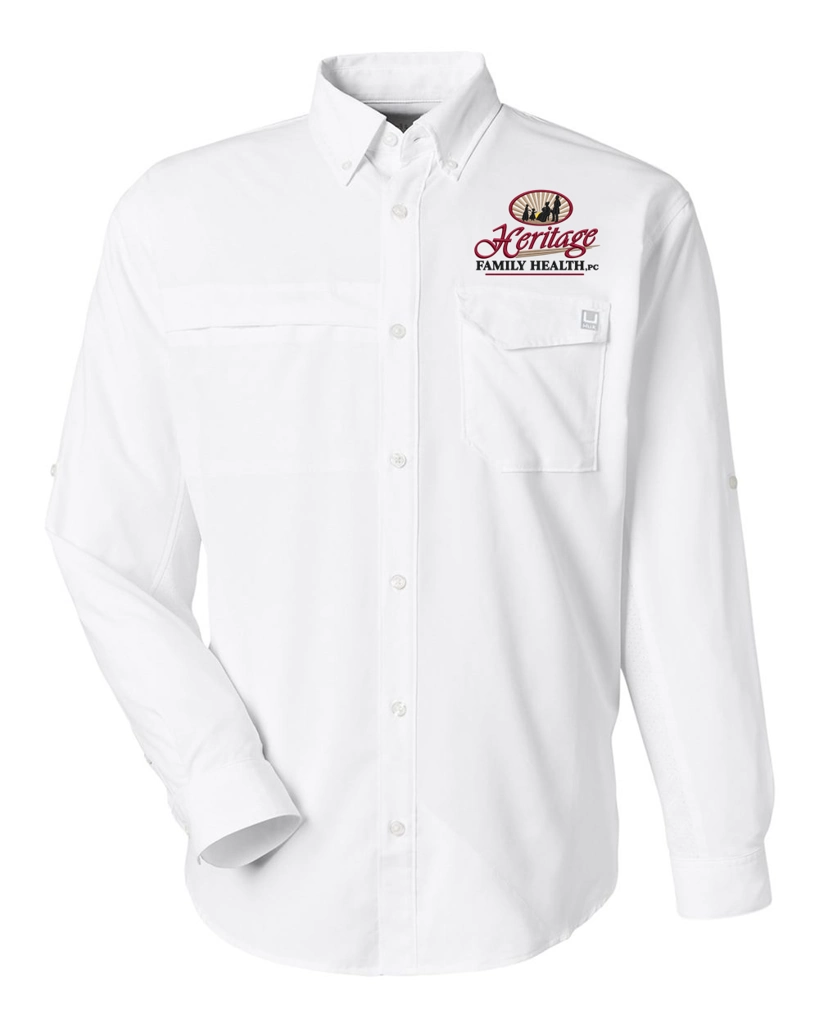 Color Image for H150172 - HUK Men's Tide Point Pocket Fishing Shirt - White - HFH - FC RC -E Dark