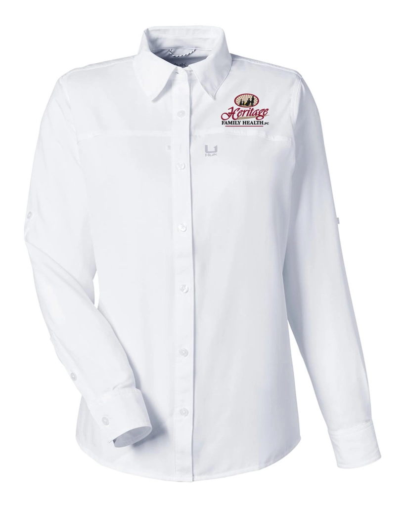 Color Image for H615006 - HUK Women's Tide Point Shirt - White - HFH - FC RC -E Dark