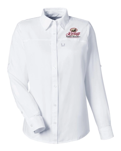 Color Image for H615006 - HUK Women's Tide Point Shirt - White - HFH - FC RC -E Dark