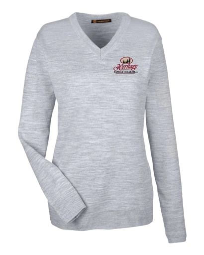 Color Image for M420W - Harriton - Women's Pilbloc V-Neck Sweater - Grey Heather - HFH - FC RC -E Dark