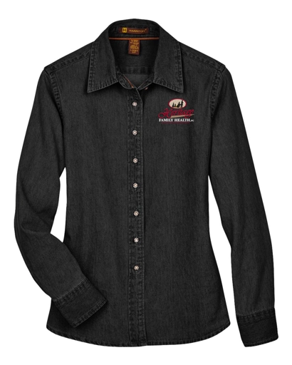 Color Image for M550W - Harriton - Women's Denim Shirt - Washed Black - HFH - FC RC -E light