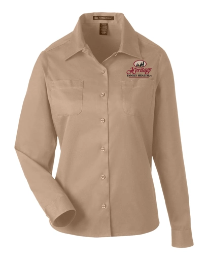 Color Image for M585LW - Harriton - Women's Advantage IL Workshirt - Khaki - HFH - FC RC -E Dark