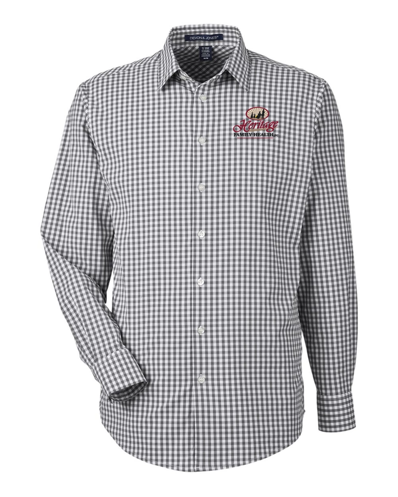 Color Image for DG536 - Devon & Jones Men's CrownLux Performance® Gingham Dress Shirt - Graphite/ White - HFH - FC RC -E Dark