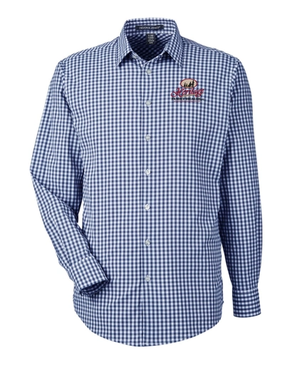 Color Image for DG536 - Devon & Jones Men's CrownLux Performance® Gingham Dress Shirt - Navy/ White - HFH - FC RC -E Dark